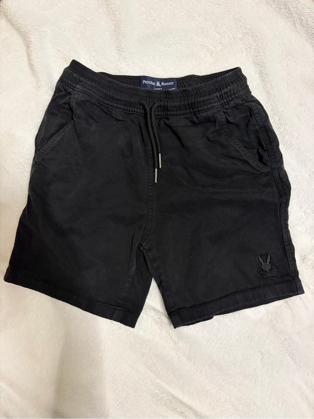 Psycho Bunny boys Black Elastic Waist Athletic Shorts